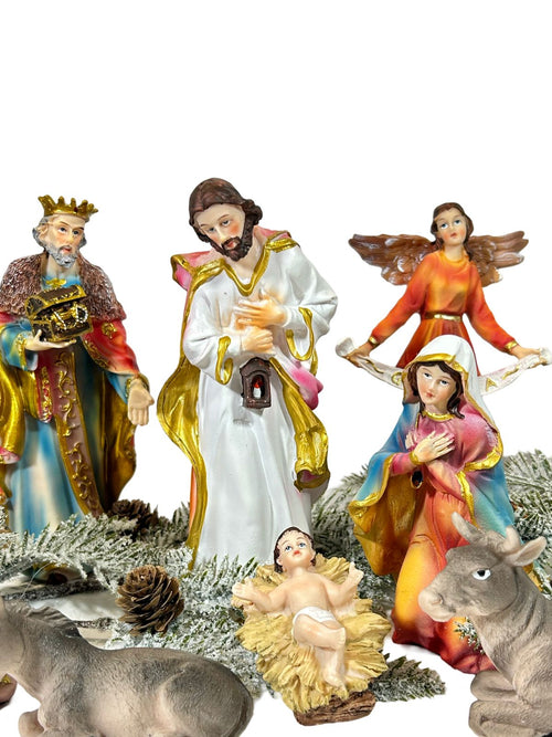 pesebre por 11  figuras 20 cm en poliresina