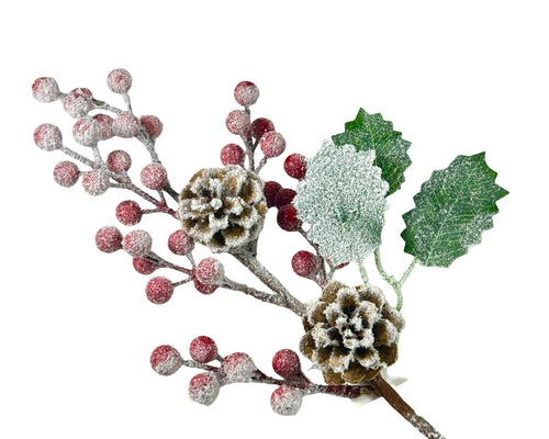 Vara de berry y piña seca de 49 cm de largo en icopor y látex