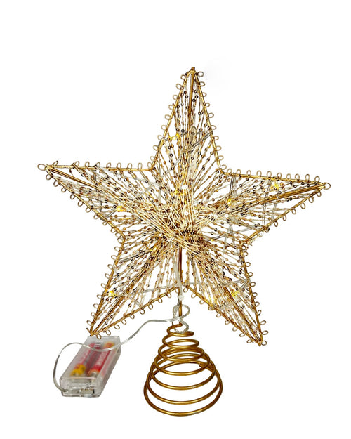 estrella mediana metalica para arbol  con pilas aa mide 30 cm de diametro