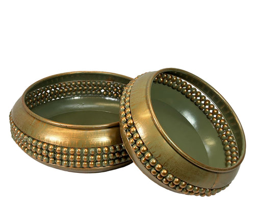 Set de centro de mesa cobrizo redondo en 2 tamaños 38cm, 21cm