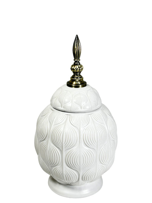 anfora ceramica ondas pqña white 35x14 cm