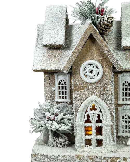 villa grande en madera con luces 33x25 cm