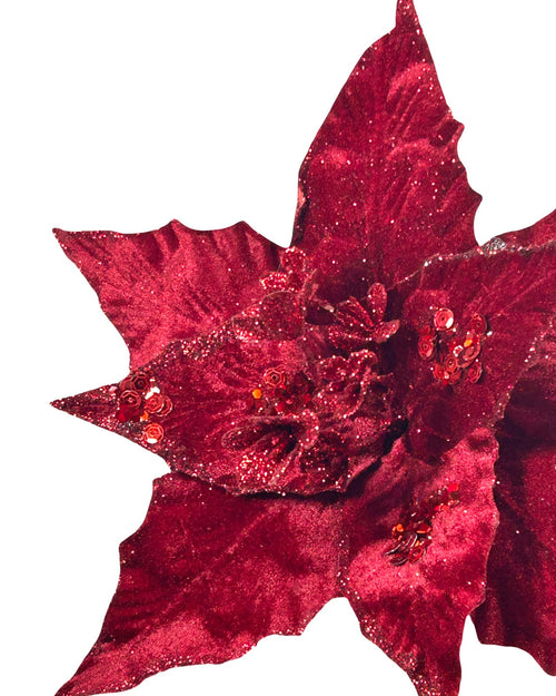 Ponsetia de navidad de burgundy en gamuza 27 de diámetro