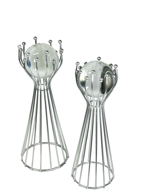 adorno metalico bola cristal lops plata  29x11cm
