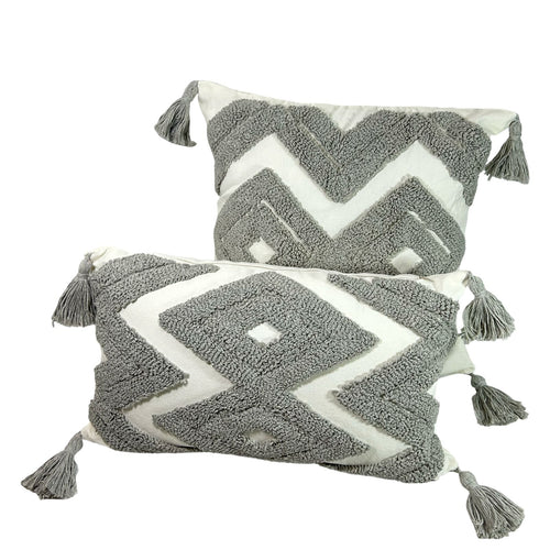Funda cojin  rectangular zigzag  gris  (no incluye relleno)