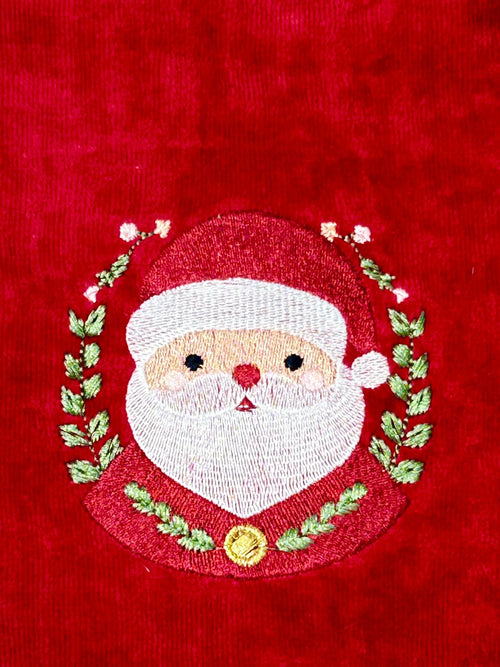 toalla navideña roja cara de santa 500 gm algodon 100% 1mx50 cm