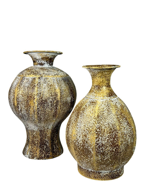 jarron metalico artist ocre 2 tamaños