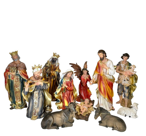 pesebre grande poly resina 11 piezas 37 cm