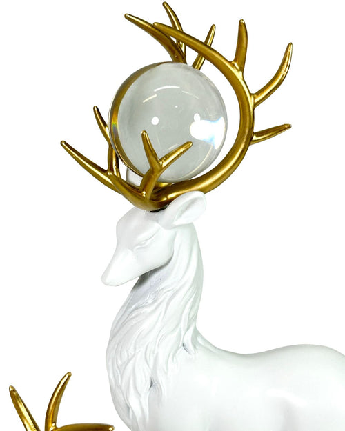 set renos x 2  white bolas cristal 30-19 cm