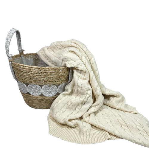 manta o trop beige  lazos  gruesa 130x170 cm