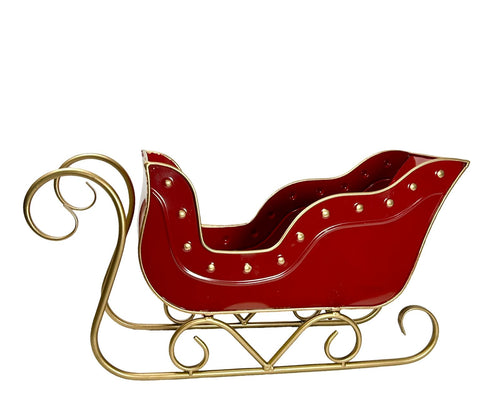trineo metal rojo navidad 47x26 cm