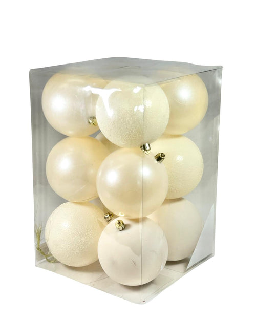 paquete de bola crema  x 12 ps mix 10 cm