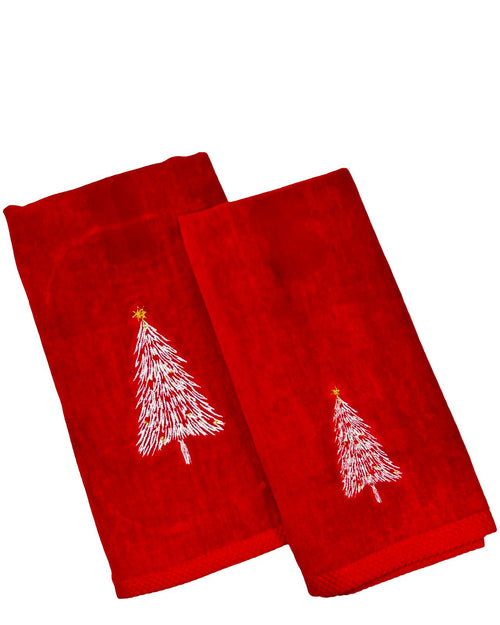 toalla navideña roja arbol 500 gm algodon 100% 40x66 cm