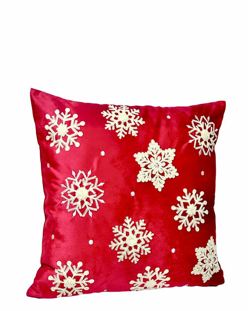cojin rojo navidad  copitos  cuadrado 45x45 ( no incluye relleno )