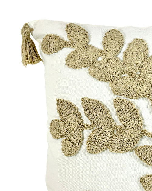 Cojin funda hojas de laurel camel 45x45cm