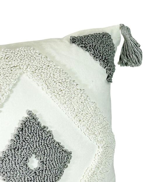 Cojin borde rombos gris-beige 45x45 cm