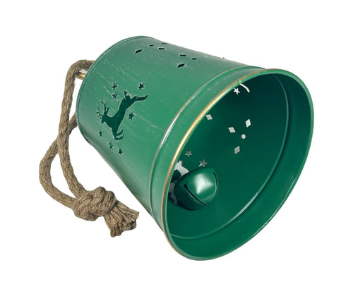 Campana grande verde renos 29x18 cm