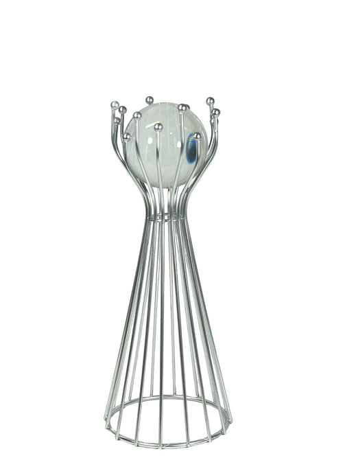 adorno metalico bola cristal lops plata  32x11cm