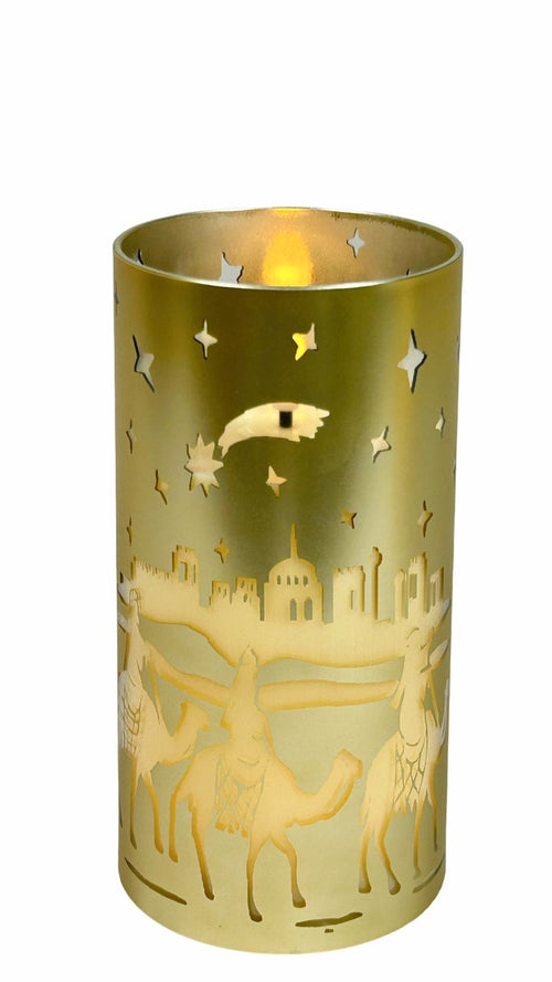 Vela dorada led nacimiento dg 15 x8 cm