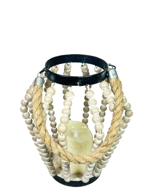 Bricero boho metalico y madera 26x23cm ( no incluye vela)