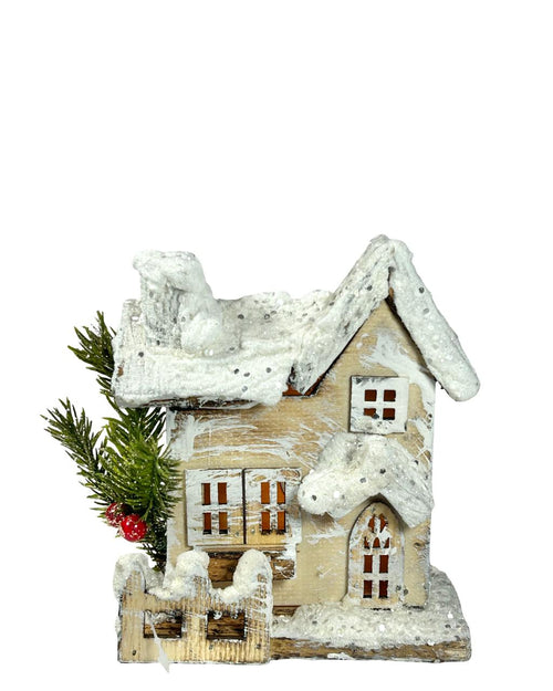 Casita nieve corral  con luz pq 15 x 15cm