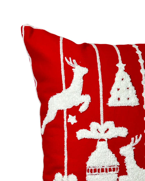 Cojin navideño bordado de reno con bolas 45x45 cm ( no incluye relleno)