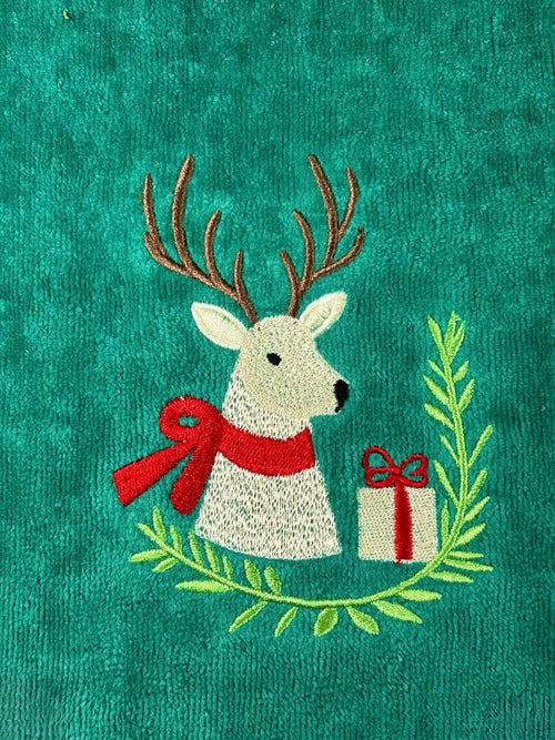 toalla navidad verde renos  2 tamaños