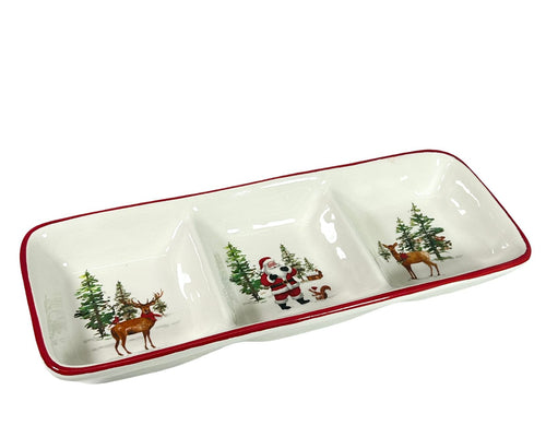 bandeja pasabocas 3 diviciones 34x13 cm