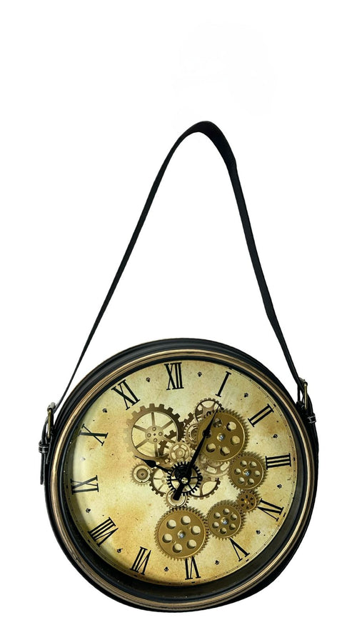 reloj de pared correa cuero 36 dm
