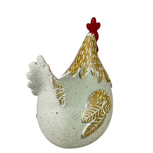 gallo y gallina  beige  diferentes tamaños polirecina