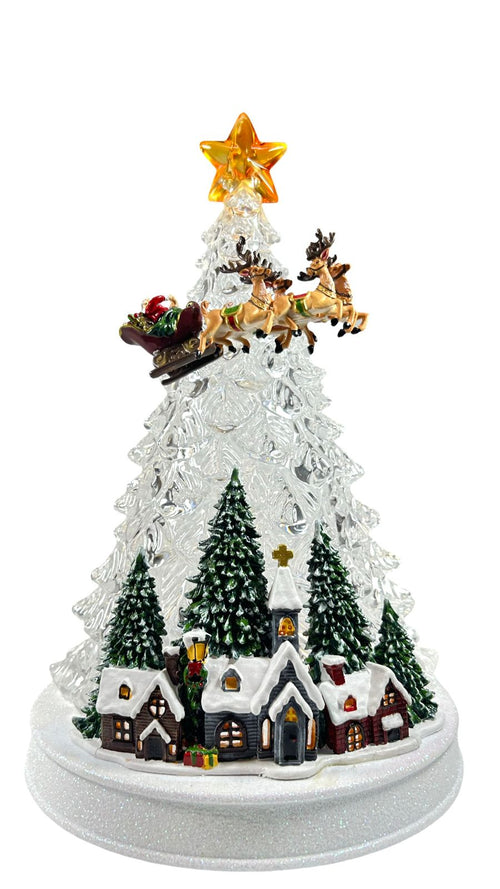 villa trineo arbol acril led 33x23 cm