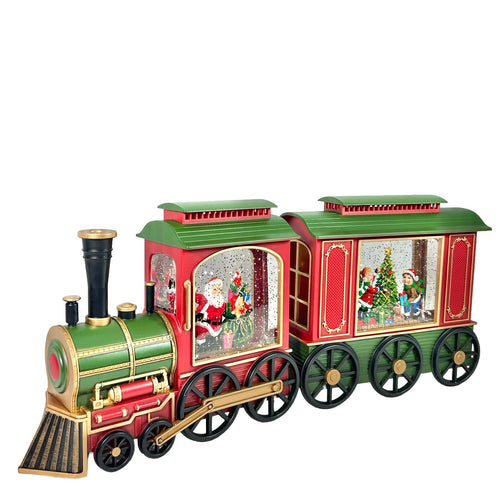 Tren de 2 vagones con santa y un arbol  48x20 cm
