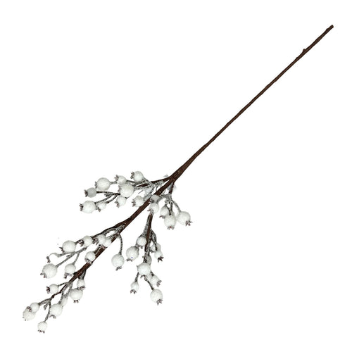 Vara larga de navidad con berrys en icopor  blanco 68 cm de largo