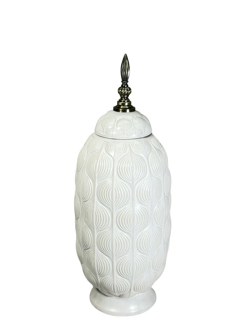anfora ceramica ondas grande white 40x14 cm