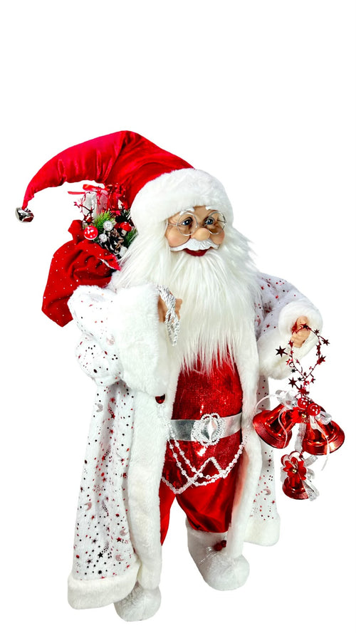 Santa premium color blanco y rojo con campana 90cm de alto x 50 cm de ancho en pasta