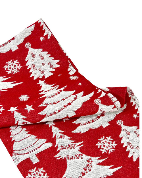 camino de mesa jakard arboles  rojo 33x180 cm