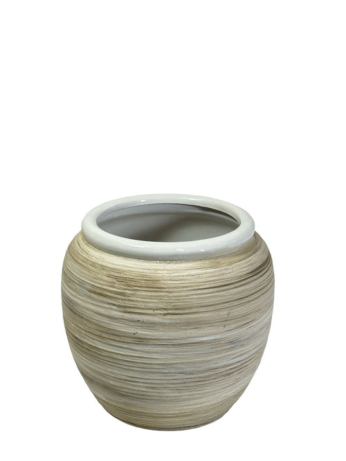jarron ceramica terra boho 18x17 cm