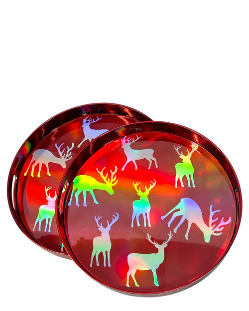 set x2 bandeja redonda dorada renos 37y35 dm