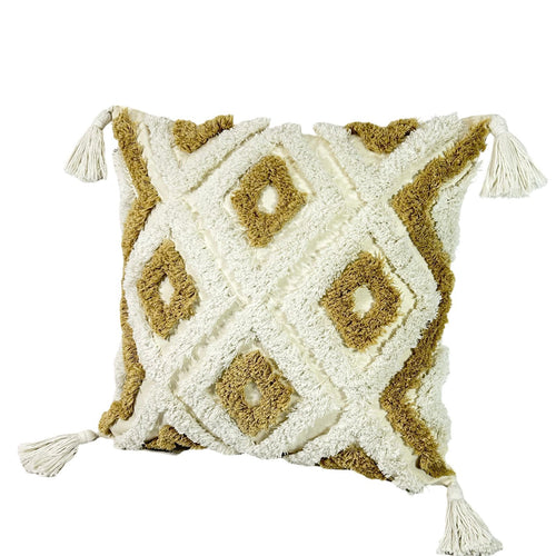 Funda cojin cuadrado rombos beige 45x45 cm (no incluye relleno)