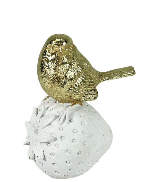 pajarito blanco y dorado boho frutas 3 estilos 13x10 cm