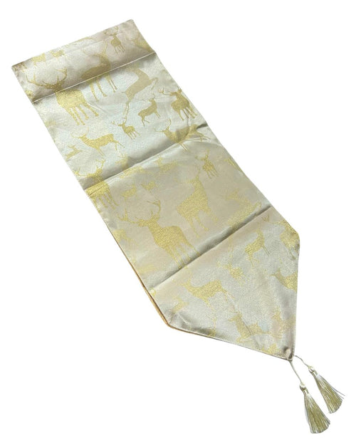 camino de mesa en satin renos beige -dorado 180x33 cm