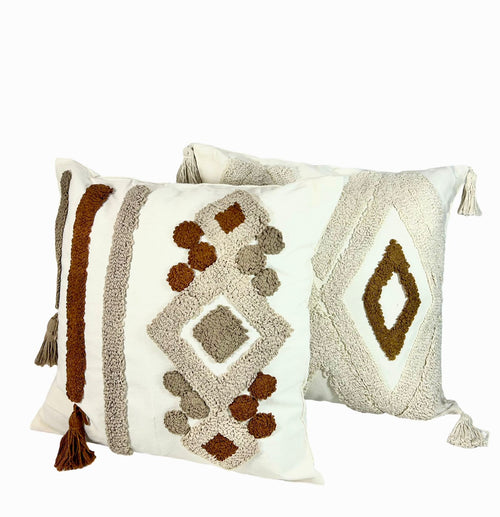 Cojin funda rombo raya beige 45x45 cm
