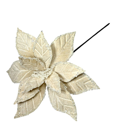 Ponsetia de navidad beige escarchada 30 de diámetro