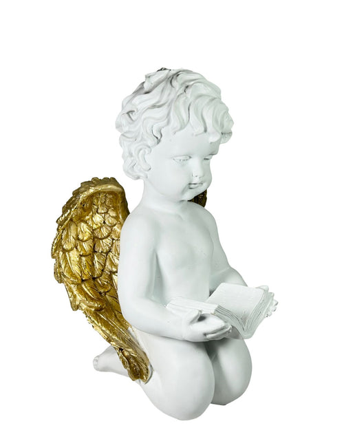 Angel grande con libro y alas doradas 29x20 cm