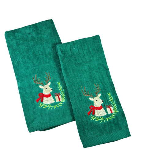 toalla navidad verde renos  2 tamaños