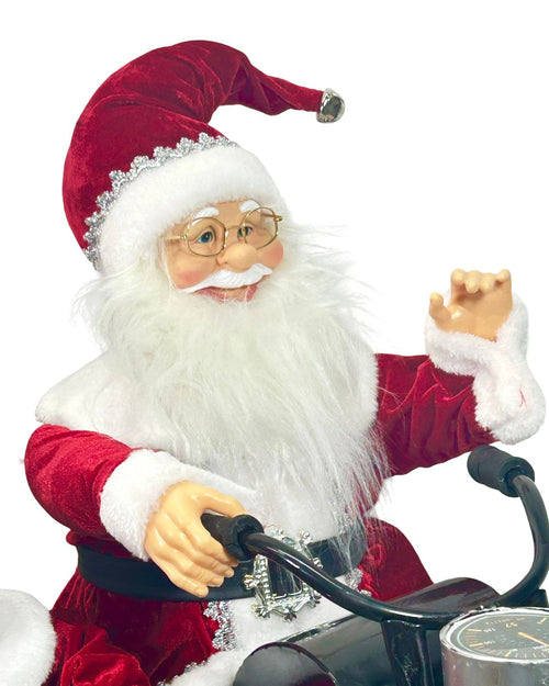 santa clauss con señora clauss en moto  70x77 cm