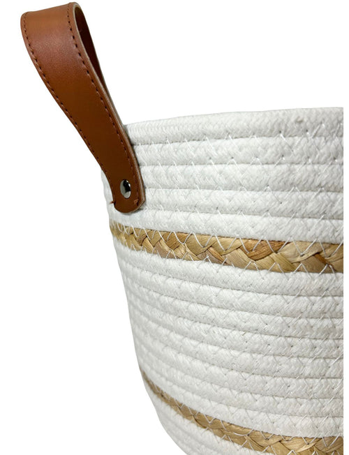 Set de cestos x 3 tejidos en blanco 17, 14, 13 cm