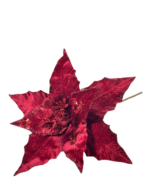 Ponsetia de navidad de burgundy en gamuza 27 de diámetro