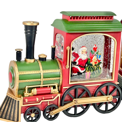 Tren de 2 vagones con santa y un arbol  48x20 cm