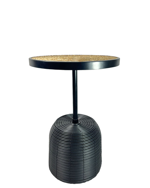 mesita auxiliar ratan negra 52x42 cm